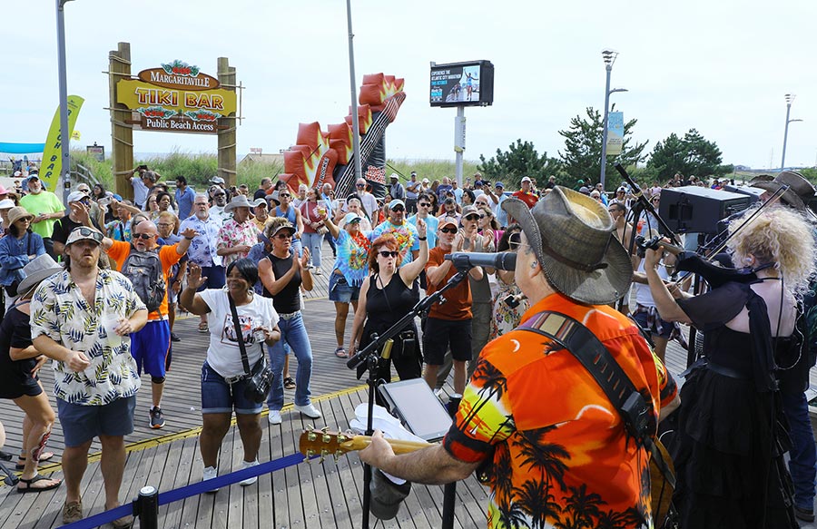 fins up Margaritaville boardwalk