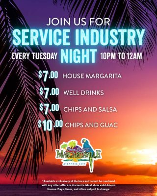 service industry night margaritaville mgv nightlife resorts casino