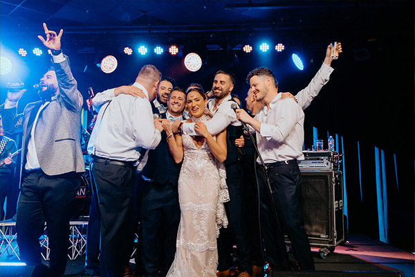 a group of people at a reception